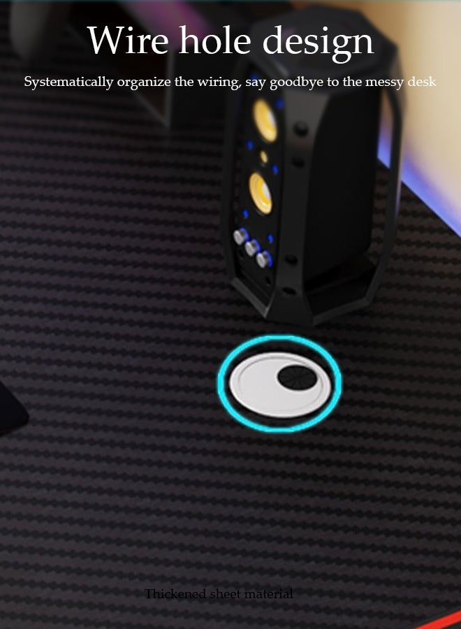 Spides Double K Shaped Computer Desk Multifunctional Gaming Desk Household Modern Simple Large Computer Table Ergonomic PC Desktop Computer Gaming Table Home Office Computer Game Desks with Carbon Fiber Textured Desktop Thickened Carbon Steel Legs for Home Office Study - Image 5